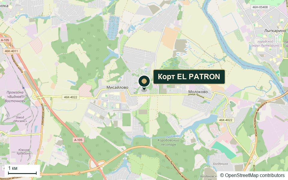 Обзорная карта Мисайлово с отметкой корта EL PATRON